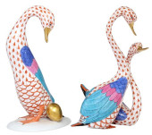 (2) HEREND HAND-PAINTED PORCEL
