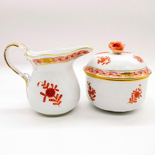 2 HEREND PORCELAIN CREAMER AND