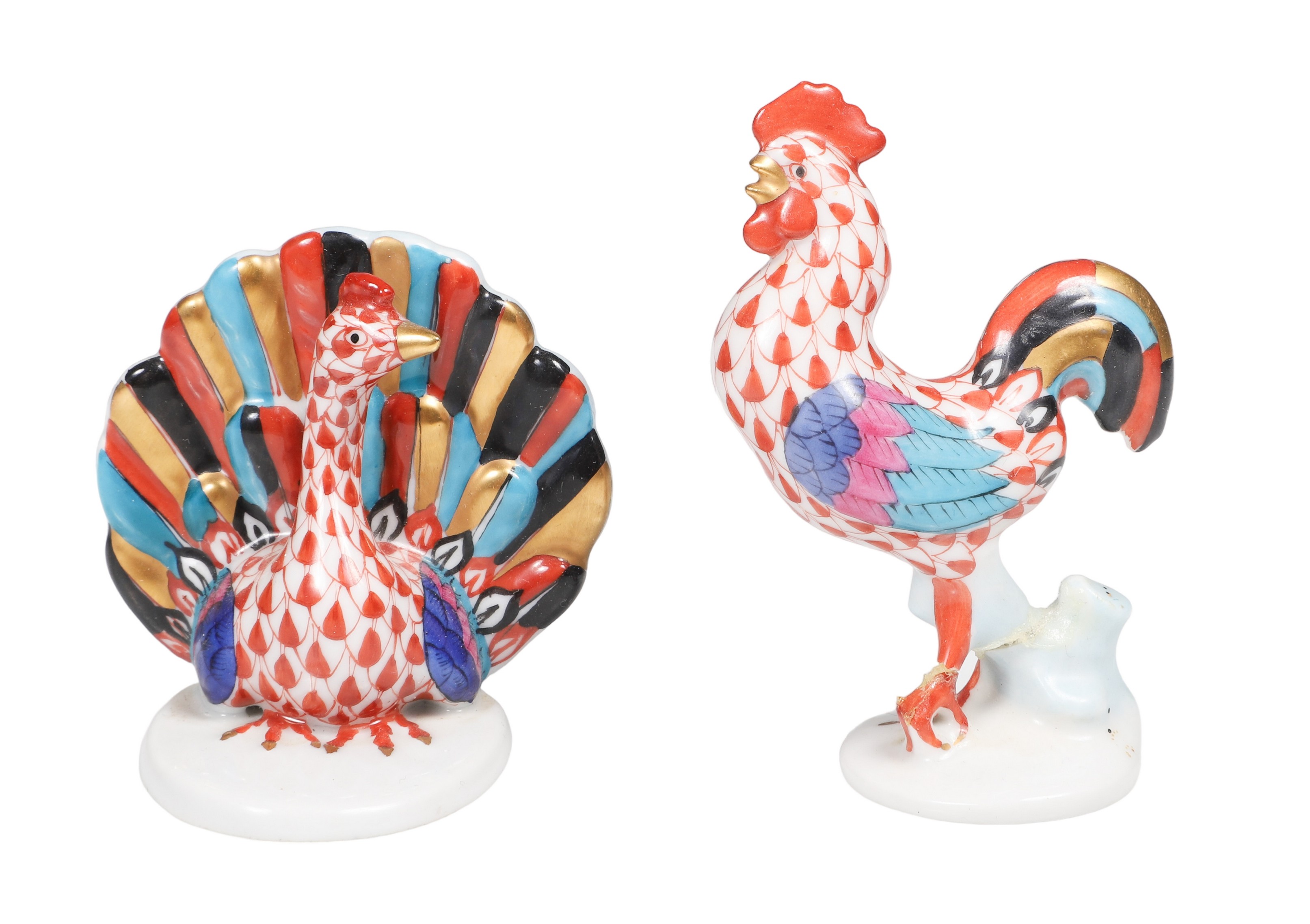(2) Herend porcelain miniature rust