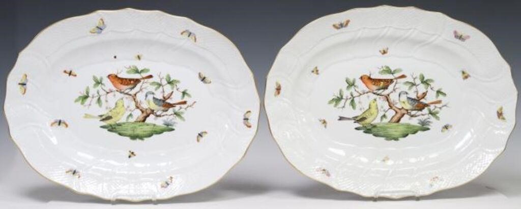 (2) HEREND 'ROTHSCHILD BIRD' OVAL