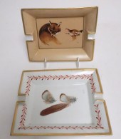 2 HERMES PORCELAIN ASH TRAYS"F