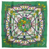 (2) HERMES SILK TWILL SCARF 'P