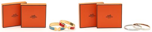 2 HERMES THIN ENAMEL BANGLES & 2