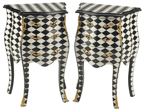 (2) HOLLYWOOD REGENCY STYLE BLACK