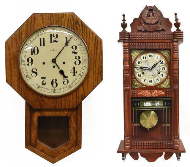 (2) HOWARD MILLER OAK REGULATOR &