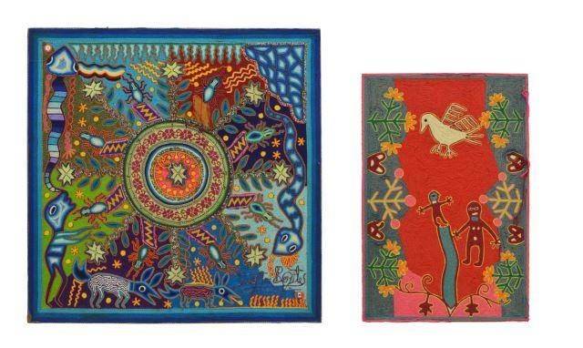 (2) HUICHOL MEXICAN FOLK ART YARN