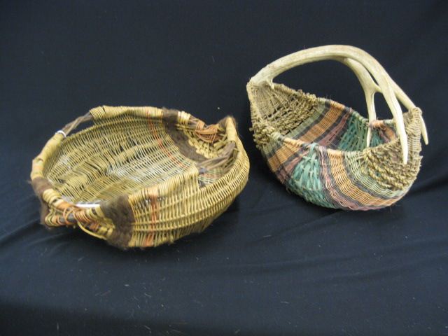 2 Indian Baskets one with antler