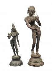 (2) Indian bronze sculptures,