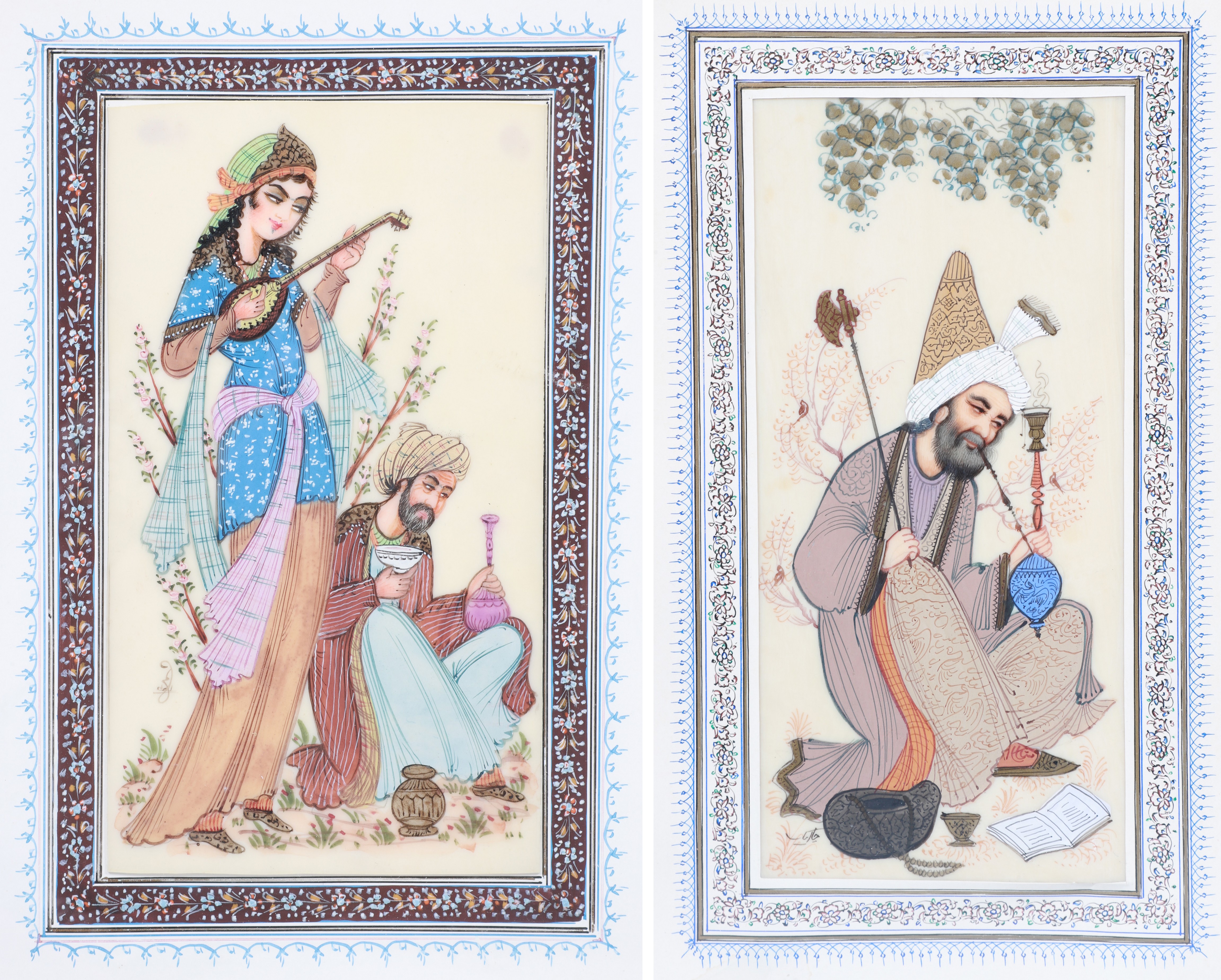 (2) Indo Persian Paintings Man