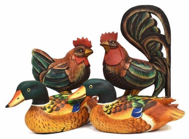 (2) INDONESIAN CARVED & PAINTED