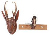 (2) INDONESIAN CARVED WOOD DEE