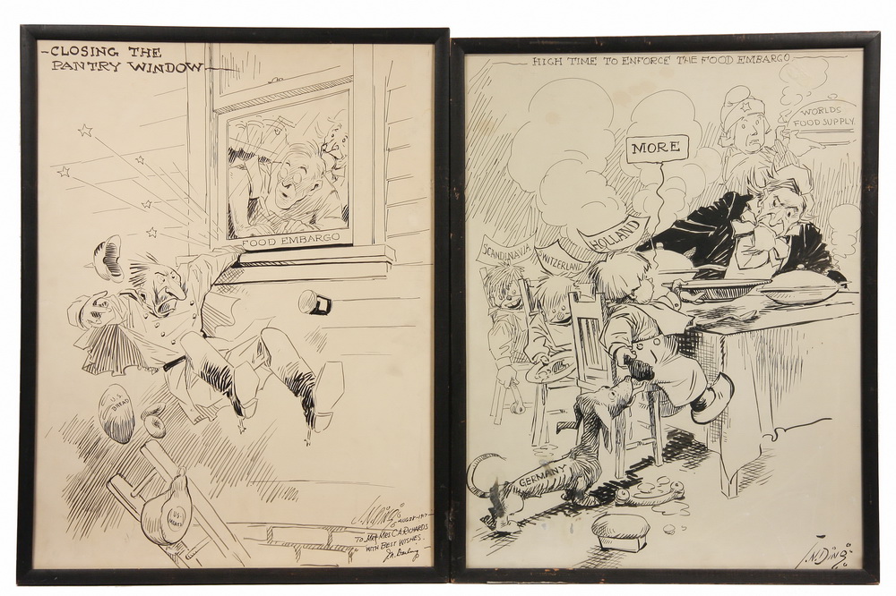 (2) INK POLITICAL CARTOONS - Two