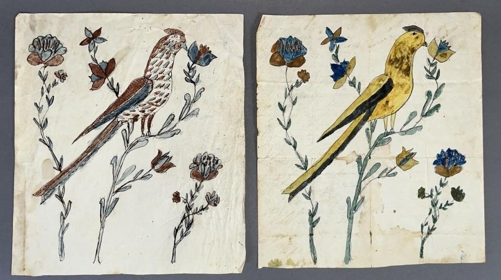 2 INK & WATERCOLOR "DISTELFINK BIRD
