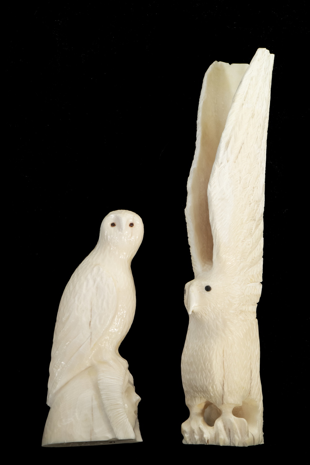 (2) INUIT SCULPTURES OF OWL BY