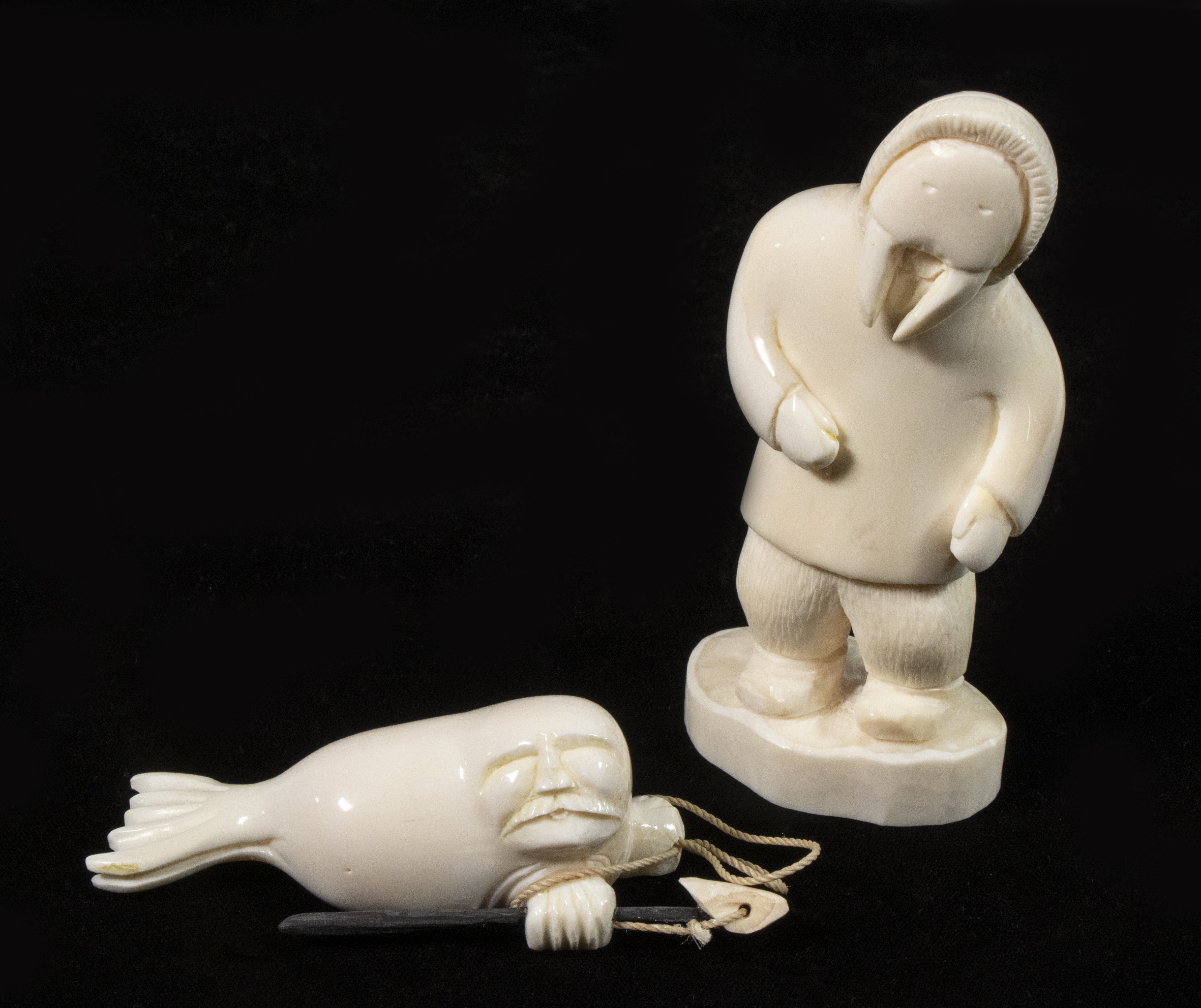 (2) INUIT SCULPTURES OF SHAMAN BY