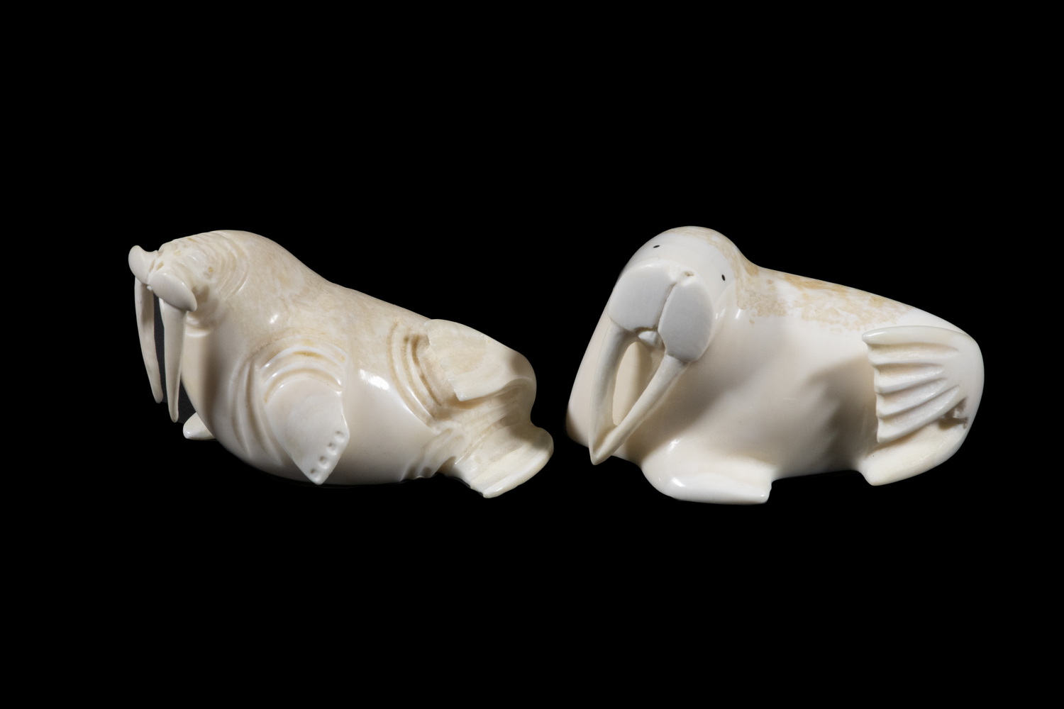 (2) INUIT SCULPTURES OF WALRUSES BY