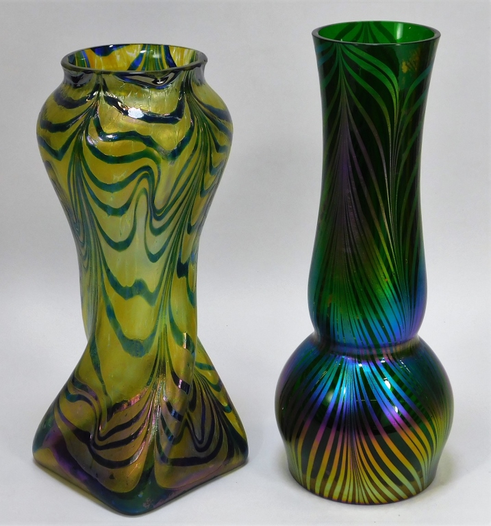 2 IRIDESCENT OIL SPILL BOHEMIAN ART