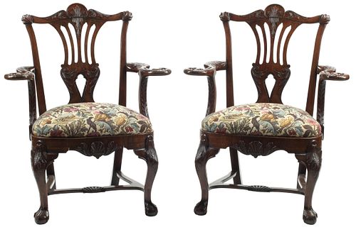 (2) IRISH GEORGE II STYLE CARVED