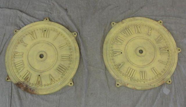 2 Iron Architectural Clock Faces.