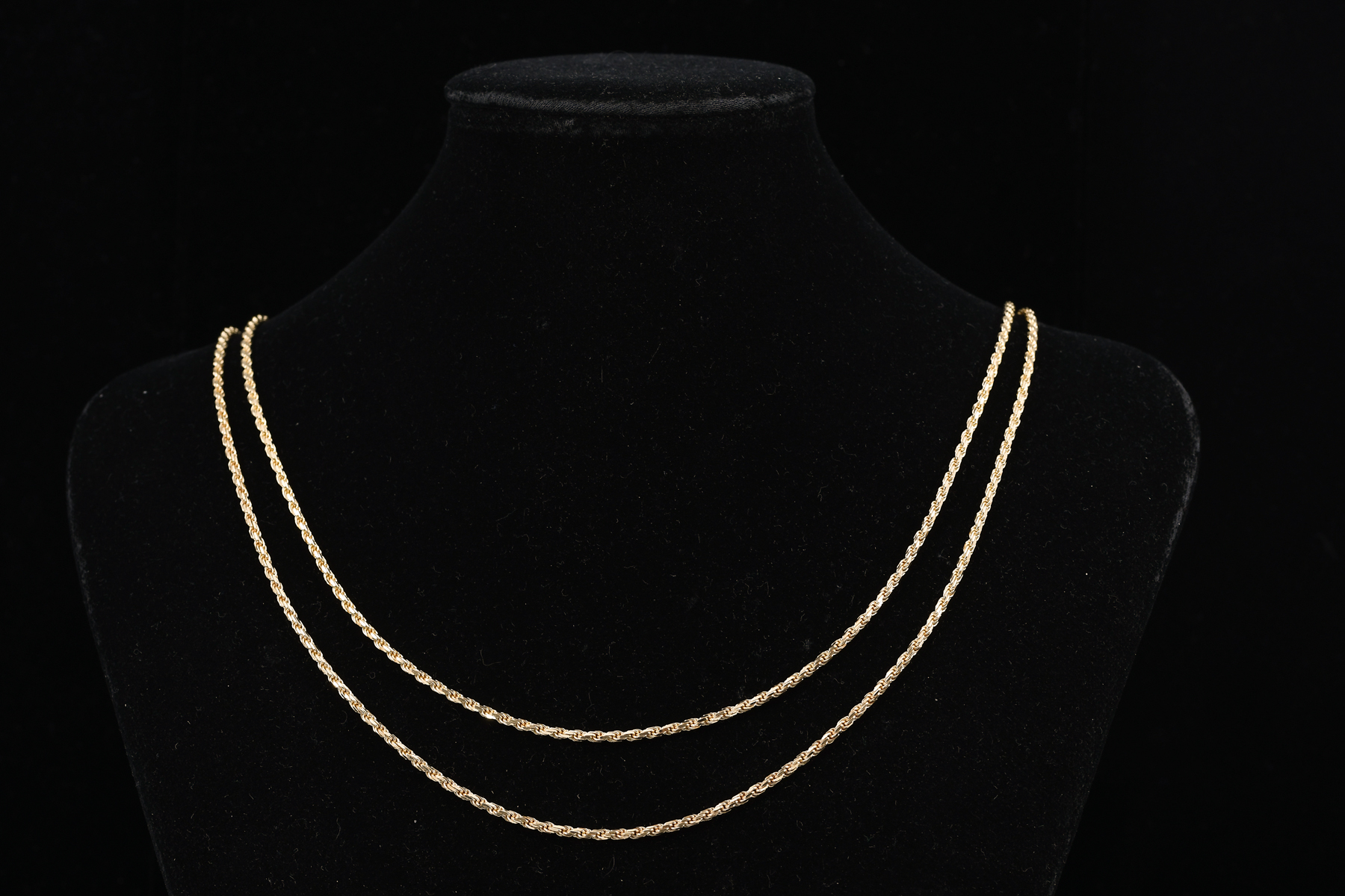 2 ITALIAN 14K GOLD DIAMOND SET ROPE