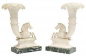 (2) ITALIAN ALABASTER RHYTON-F
