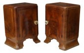 (2) ITALIAN ART DECO BURL WALN