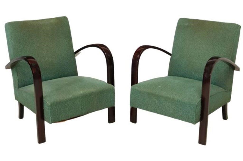 (2) ITALIAN ART DECO UPHOLSTERED