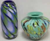 2 ITALIAN ART GLASS VASES, 20T