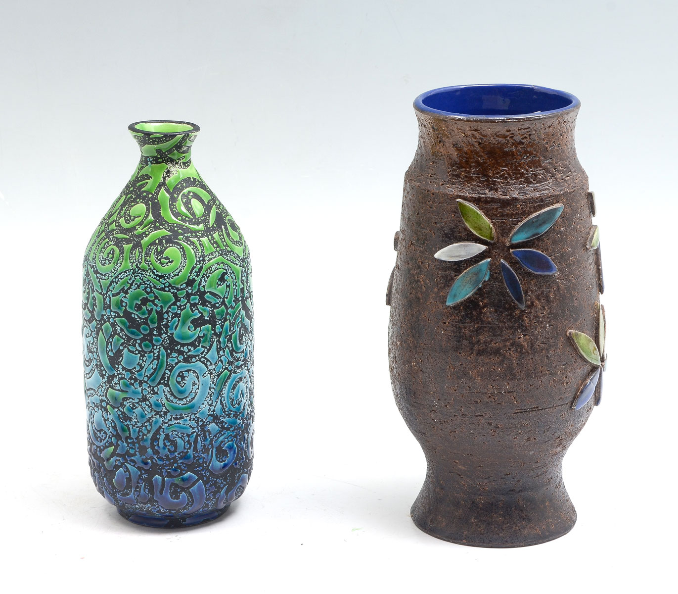 2 ITALIAN ART POTTERY VASES: 1) Mid