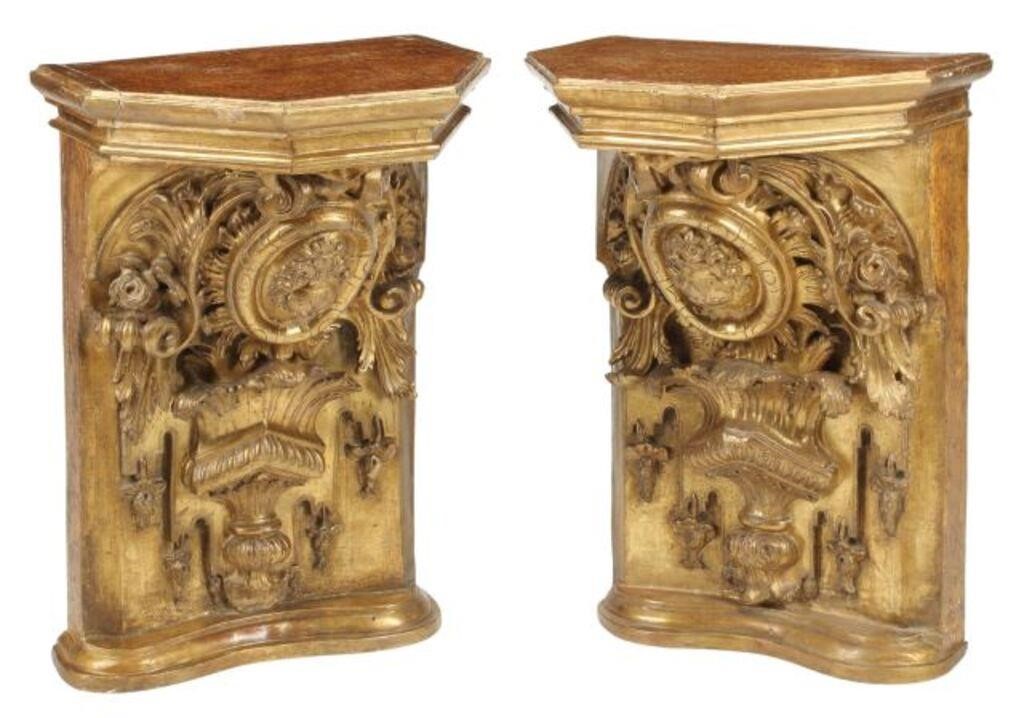 (2) ITALIAN BAROQUE STYLE GILT WALL