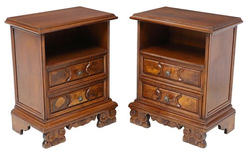(2) ITALIAN BAROQUE STYLE WALNUT