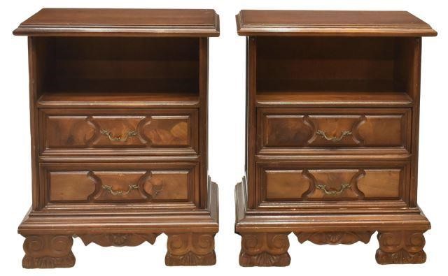 (2) ITALIAN BAROQUE STYLE WALNUT