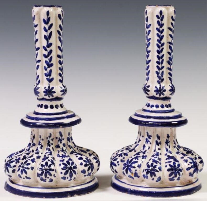 (2) ITALIAN BLUE & WHITE MAJOLICA