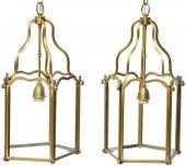 (2) ITALIAN BRASS & BEVELED GL