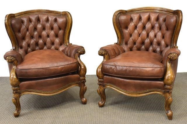 (2) ITALIAN BROWN LEATHER