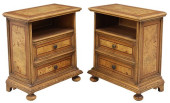 (2) ITALIAN BURLWOOD BEDSIDE C