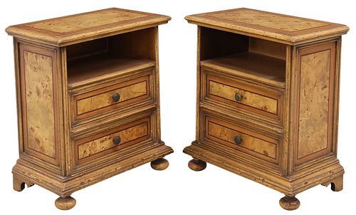 (2) ITALIAN BURLWOOD BEDSIDE