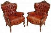 (2) ITALIAN BUTTON-TUFTED LEAT