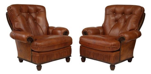 (2) ITALIAN BUTTON-TUFTED LEATHER