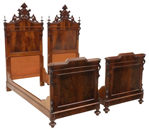 (2) ITALIAN CARVED FLAME MAHOGANY