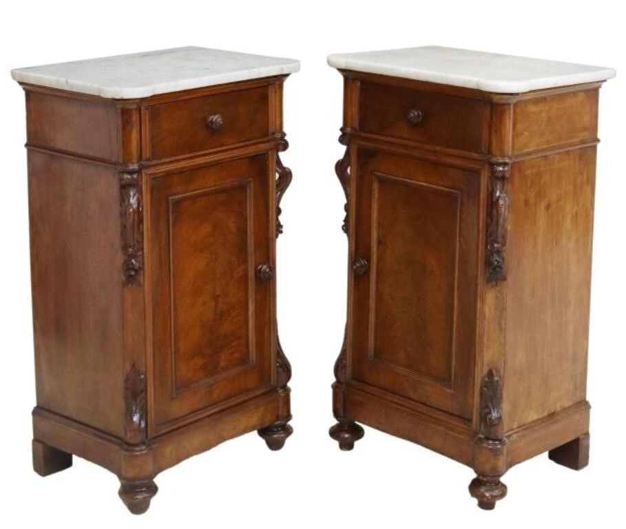 (2) ITALIAN CARVED MAHOGANY