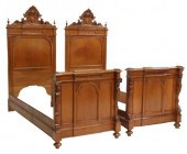 (2) ITALIAN CARVED OAK ARCADED