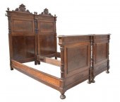 (2) ITALIAN CARVED WALNUT BEDS