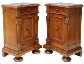 (2) ITALIAN CARVED WALNUT MARB