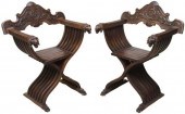 (2) ITALIAN CARVED WALNUT SACO