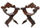 (2) ITALIAN CARVED WALNUT SAVO
