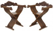 (2) ITALIAN CARVED WALNUT SAVO