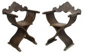 (2) ITALIAN CARVED WALNUT SAVO