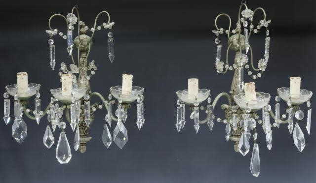 (2) ITALIAN CRYSTAL PRISM 3-LIGHT