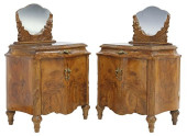 (2) ITALIAN FIGURED WALNUT BED
